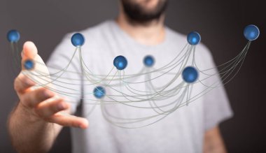 İnsan eline bağlı soyut dijital ağ yapısı