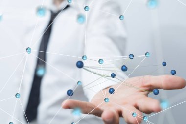 İş Adamının Elindeki Küresel Ağ Bağlantısı