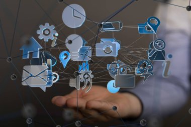 Konferans Dijital Ağ ve Veri Konsepti 3D