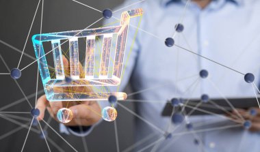 Alışveriş Arabası Düz Tasarımı E-Ticaret Simgesi