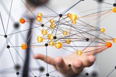 Konferans Dijital Ağ ve Veri Konsepti 3D