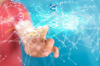 Sinirsel ağ 3 boyutlu illüstrasyon. Büyük veriler ve siber güvenlik