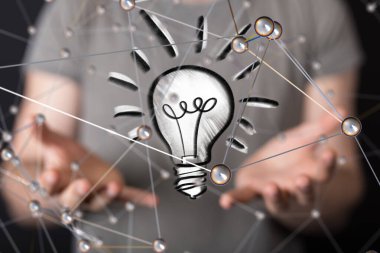 Küresel ağ Engelleme zinciri. Üç boyutlu illüstrasyon. Sinirsel ağlar ve