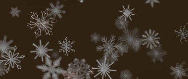 Tatil sezonu için Soyut Kar Taneleri Kahverengi Arkaplana Karşı