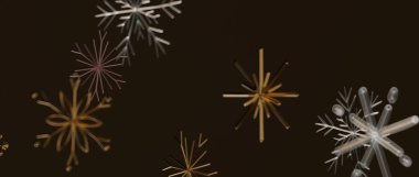 Tatil sezonu için koyu kahverengi arkaplanda soyut kar tanesi çizimi