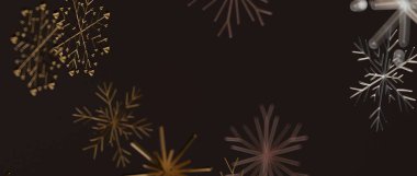 Kışlık Mevsim İçin Karanlık Arkaplanda Soyut Kar Tanesi Dekorasyonu