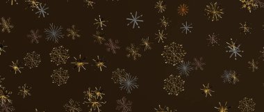 Noel sezonu için Kahverengi Arkaplanda Soyut Kar Tanesi Deseni