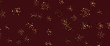 Noel için Burgundy Arkaplanında Zarif Altın Kar Tanesi Şablonu