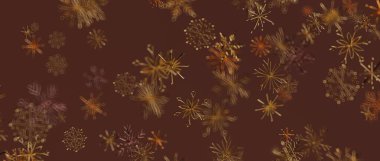 Kahverengi arkaplan üzerindeki kar taneciklerinin soyut çizimi