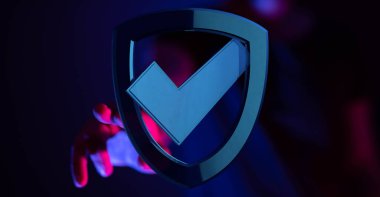 Kalkan Koruma Konsepti İllüstrasyonu Dijital Güvenlik Denetimi İşareti