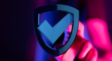 İşaretli Kalkan Simgesi, Dijital Güvenlik ve Koruma Konsepti