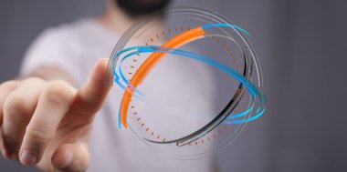 Dijital Teknoloji Bağlantısı: Modern dünya verileri, parmak dokunuşu, yaratıcı tasarım