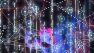 Sinirsel ağ 3 boyutlu illüstrasyon. Büyük veriler ve siber güvenlik