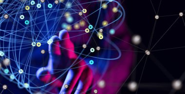 Konferans Dijital Ağ ve Veri Konsepti 3D