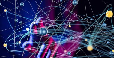 Küresel ağ Engelleme zinciri. Üç boyutlu illüstrasyon. Sinirsel ağlar ve