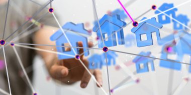 - Sinirsel ağ 3 boyutlu illüstrasyon. Büyük veri ve siber güvenlik