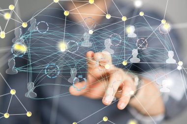 Bir grup iş adamı. Küresel iş ağı kavramı