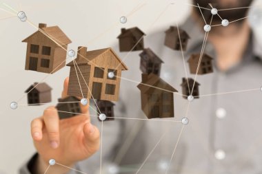 ev seçimi Büyük veri ve yapay zeka konsepti. Machin.