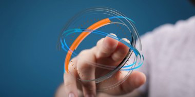 Modern teknoloji konseptiyle dijital ağ küresine dokunmak