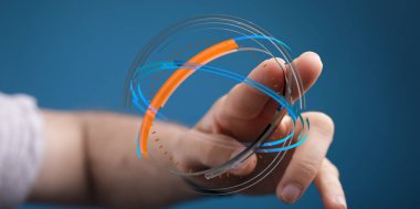 Teknolojinin dijital dünyasına parmak ile dokunmak, küresel bağlantı kavramı.