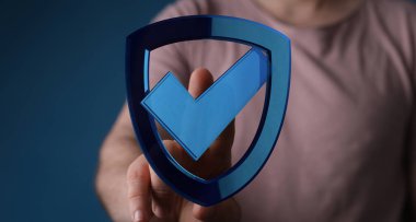 Kişi işaretli bir dijital kalkanı işaret eder