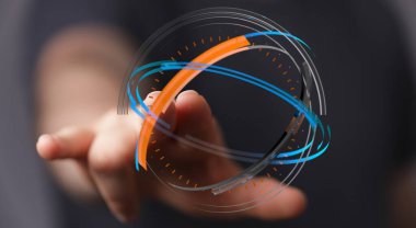 El etkileşimli soyut geleceksel dijital arayüz tasarımı.