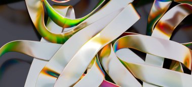 Soyut yanardöner kurdeleler, renkli metalik doku