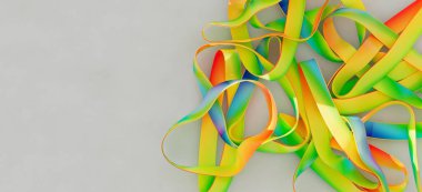 Gri Arkaplanda Soyut Gökkuşağı Kurdeleleri