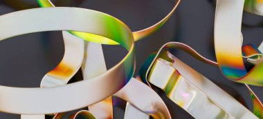 Soyut yanardöner metal kurdeleler, modern tasarım.