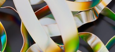 Soyut yanardöner metalik kurdeleler, girdaplar, doku