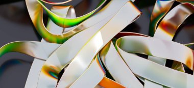 Soyut yanardöner kurdeleler, renkli metalik doku