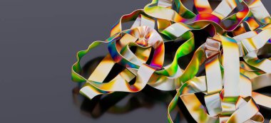 Birbirine dolanmış soyut yanardöner kurdeleler