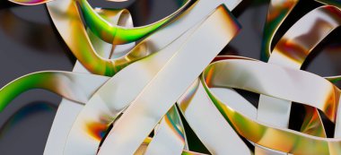 Birbirine dolanmış soyut yanardöner kurdeleler