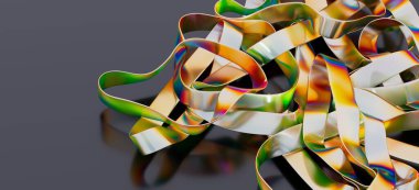 Soyut yanardöner kurdeleler, renkli metalik doku