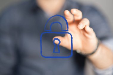 Sanal Asma Kilit ve İnsan Eli Etkileşimi ile Dijital Güvenlik Konsepti