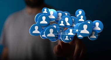 Bağlı İnsanlar Parmak İpuçları Ağı Sosyal Medya Kavramında Simgesi