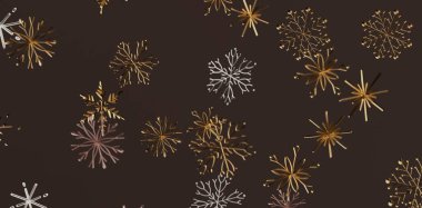 Altın ve Gümüş Kışın Zarif Kar Tanesi Şablonu