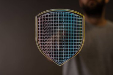 Soyut dijital kalkan koruma kavramı, veri güvenliği ve mahremiyet