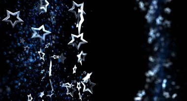 Parlak Mavi Parıltılı ve Siyah Boşluklu Soyut Yıldızlı Arkaplan