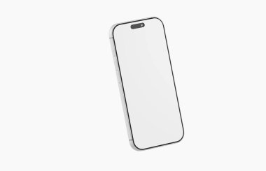 Beyaz arkaplanda modern tarzda akıllı telefon modeli