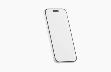 Beyaz arkaplanda boş ekranı olan modern akıllı telefon tasarımı