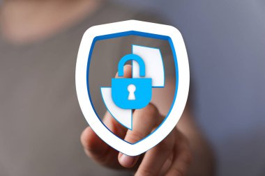 Veri Koruması ve Siber Güvenlik Konsepti: Bilgiyi koruyan dijital kalkan, güvenli ve güvenli.