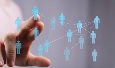 Takım çalışmasını ve bağlantıları temsil eden bağlı ağ konsepti