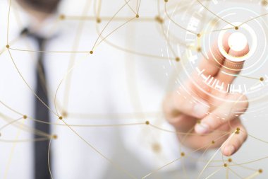 Sinirsel ağ 3 boyutlu illüstrasyon. Büyük veriler ve siber güvenlik