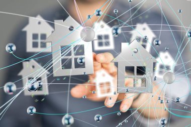 - Sinirsel ağ 3 boyutlu illüstrasyon. Büyük veri ve siber güvenlik