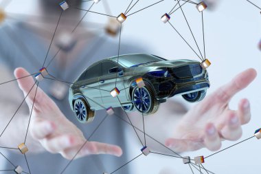 Enerji araba konsepti. Araç EV şarj pili elektrik