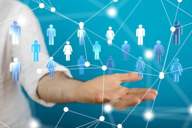 Konferans Dijital Ağ ve Veri Konsepti 3D