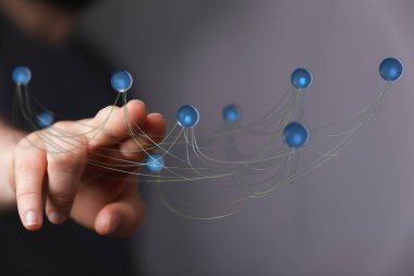 Dijital ağ veya küre bağlantısı, teknoloji ve yenilik kavramına dokunmak