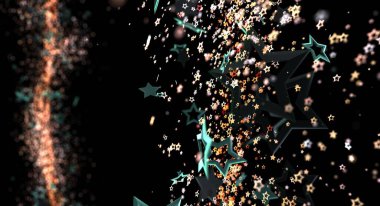 Parlayan Yıldızlar ve Parçacıklarla Soyut Yıldızlı Gece Arkaplanı