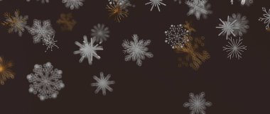 Kahverengi Arkaplanda Kış Tasarımları İçin Soyut Kar Taneleri Deseni